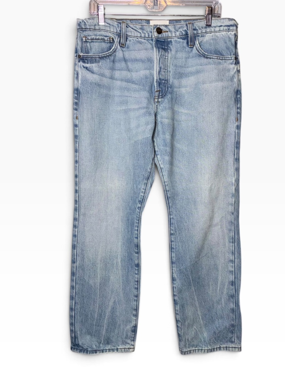 Frame Limelight Clean Straight Leg Button Fly Jeans Light Blue Denim Jeans